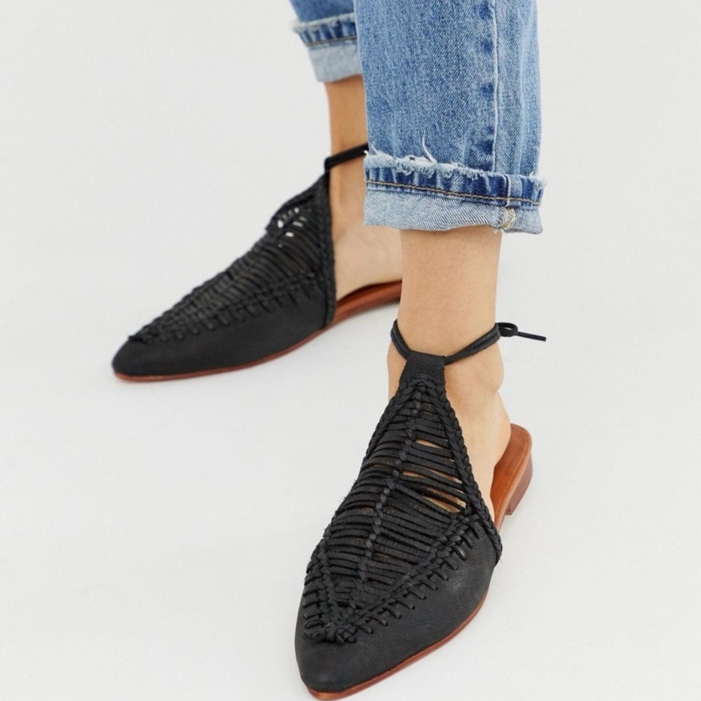FINAL PRICE – Free People Dana Leather Woven Flat Mules